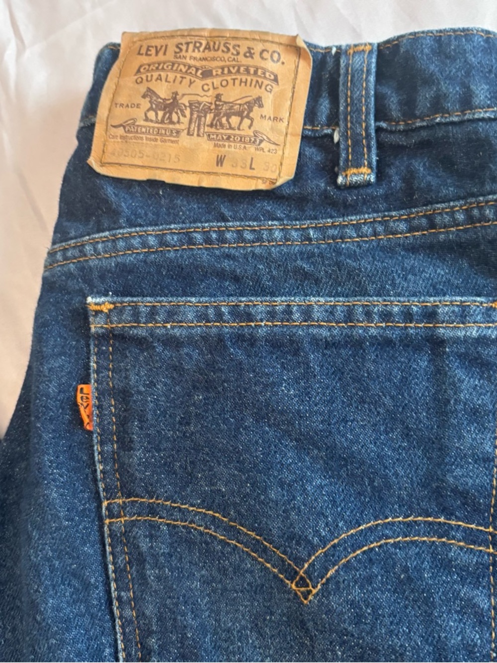 Vintage Orange Tag Levi’s 505 Jeans W 33 L 30 Made In USA Straight Leg Denim - Picture 2 of 7